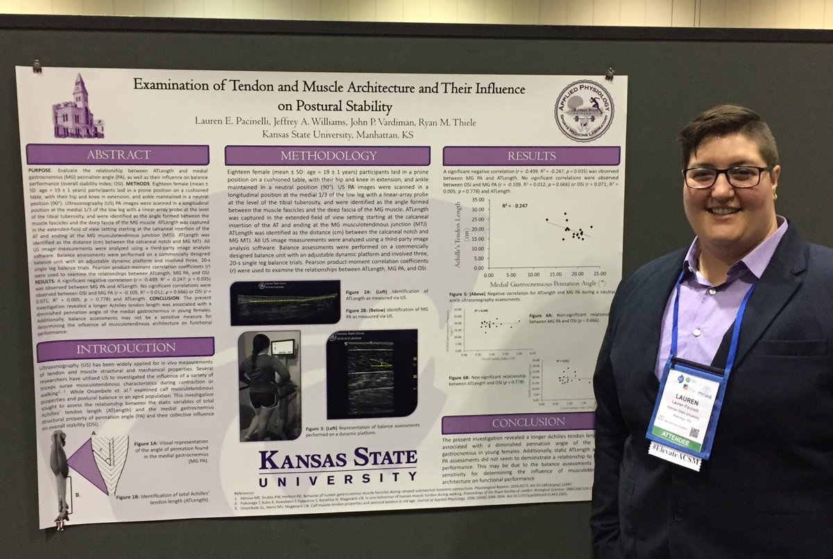 ApsmLaboratory's tweet photo. Great to have @LpacinelliATC represent our lab! #ACSM2019 @KStateFNDH @ApsmLaboratory https://t.co/7K9J0FqZcI