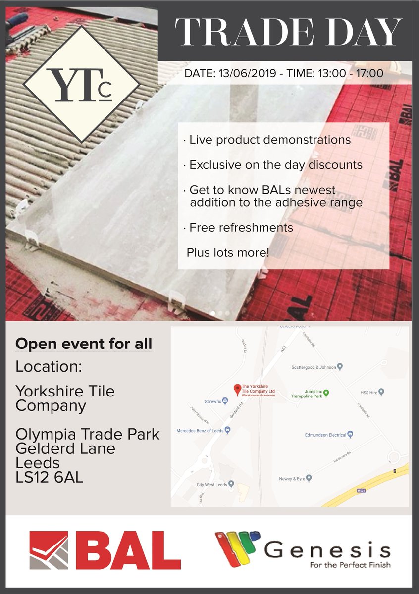 ytctiles's tweet image. Will you be attending our Leeds trade afternoon on Thursday 13/06? BAL will be showcasing their all new adhesive Flex One - plus free refreshments, goodies &amp;amp; on the day discounts!