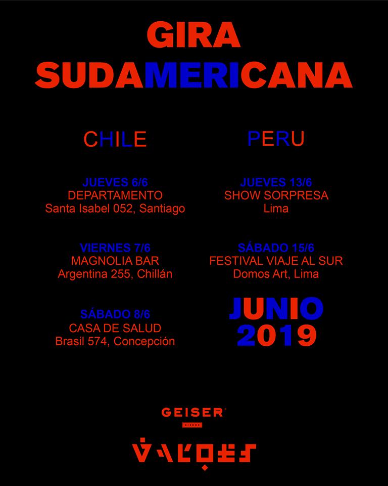 GeiserDiscos's tweet photo. La próxima semana @valdesmusica emprende la #GiraSudamericana por Chile 🇨🇱 y Perú 🇵🇪
 ¡Apunten estas fechas y hagan correr la voz! 🔊 https://t.co/VU9lfcMnHZ