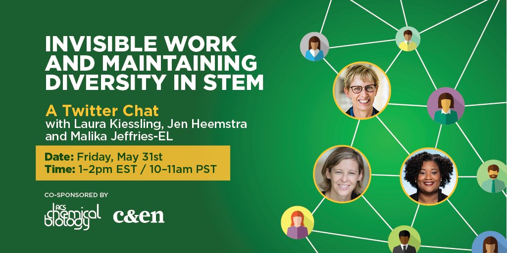 ACSPublications's tweet image. Mark your calendar for tomorrow, Friday 5/31 at 1PM EST! @ChemicalBiology, @jenheemstra, and @Chem_Diva will be hosting a twitter chat on invisible work and maintaining diversity in STEM. #InvisibleWorkSTEM