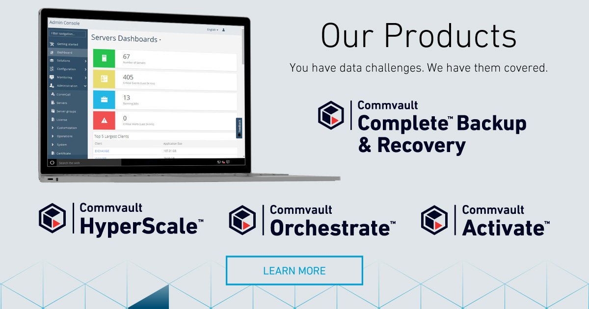 EvolveTechnolo1's tweet photo. Effective #dataprotection can be as easy as learning you’re A-B-C’s: #Archive, #Backup and #Cloud. See why #BackupandRecovery is better with Commvault https://t.co/C7JQVqDHei https://t.co/PE24T3FS9I