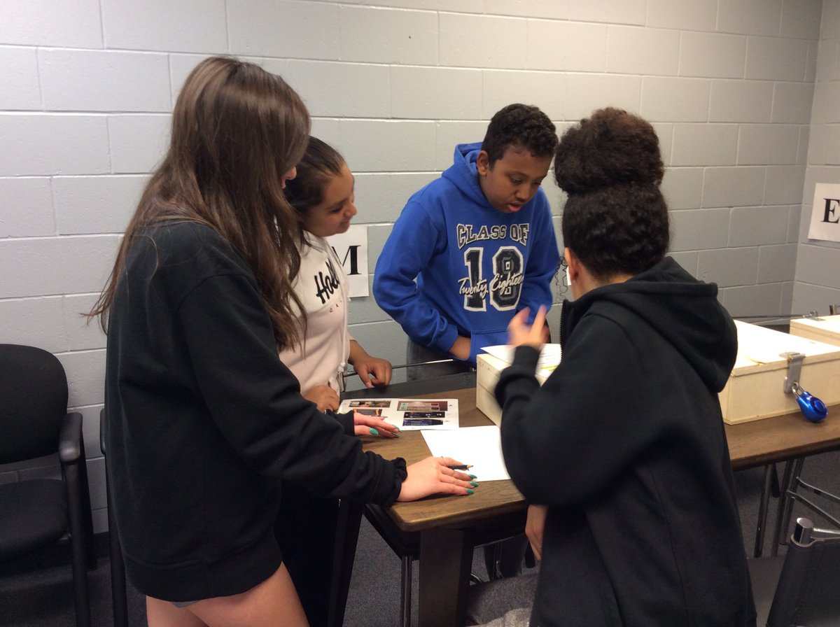 SaltfleetHSLib's tweet photo. Escape Room in French happening in the LLC .  While a group « escapes », the other groups do a BINGO scavenger hunt in the LLC! Un gros merci à M.Hope pour l’aide avec cette activité.  Bravo classe. https://t.co/F3HpUNuTWo
