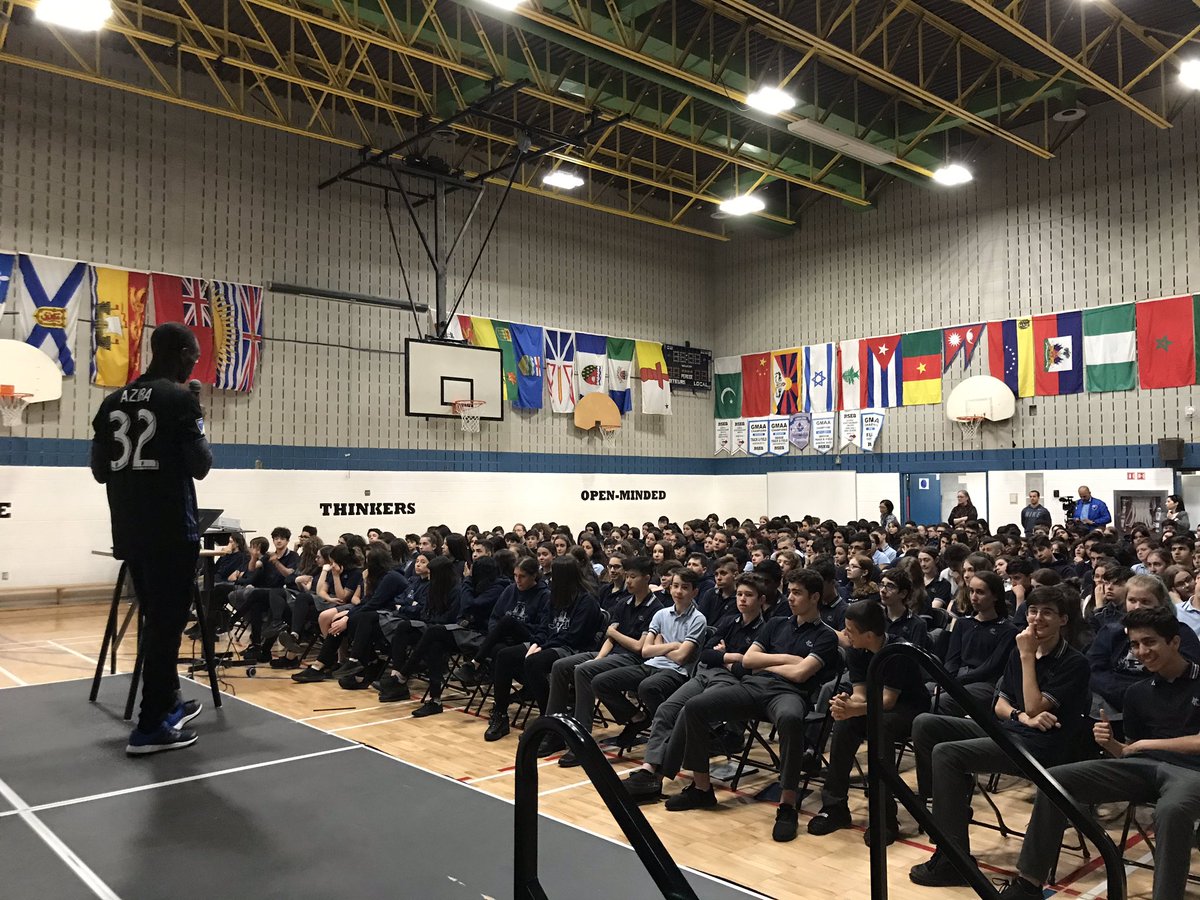 .<a href="/impactmontreal/">x</a>’s Micheal Azira is talking to a packed house <a href="/JP1emsb/">John Paul 1 HS</a> about his journey from 🇺🇬 to @MobileRams and to <a href="/MLS/">Major League Soccer</a>! #Inspiration #WeAreEnglishMTL #AllTheWayWithTheImpact