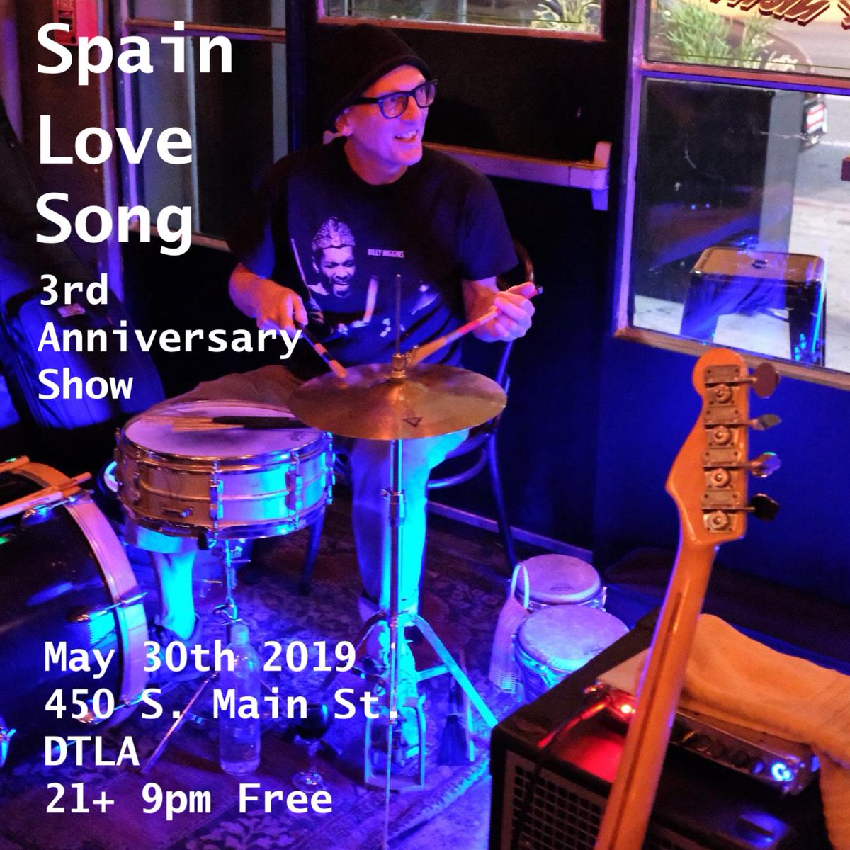 SPAINtheband's tweet photo. TONIGHT Spain plays our patented brand of #indiepop #slowcore #Americana #FreeJazz with @joshhaden @Lyon_k #dannyfrankel @Goldenboyband and guests @wattfrompedro @petrahaden @schloss_zander #MatthewDeMerritt @TheLoveSongBar May 30 2019 450 S. Main St. L.A. CA  21+ 9pm No Cover https://t.co/Mn5YzLLM1B