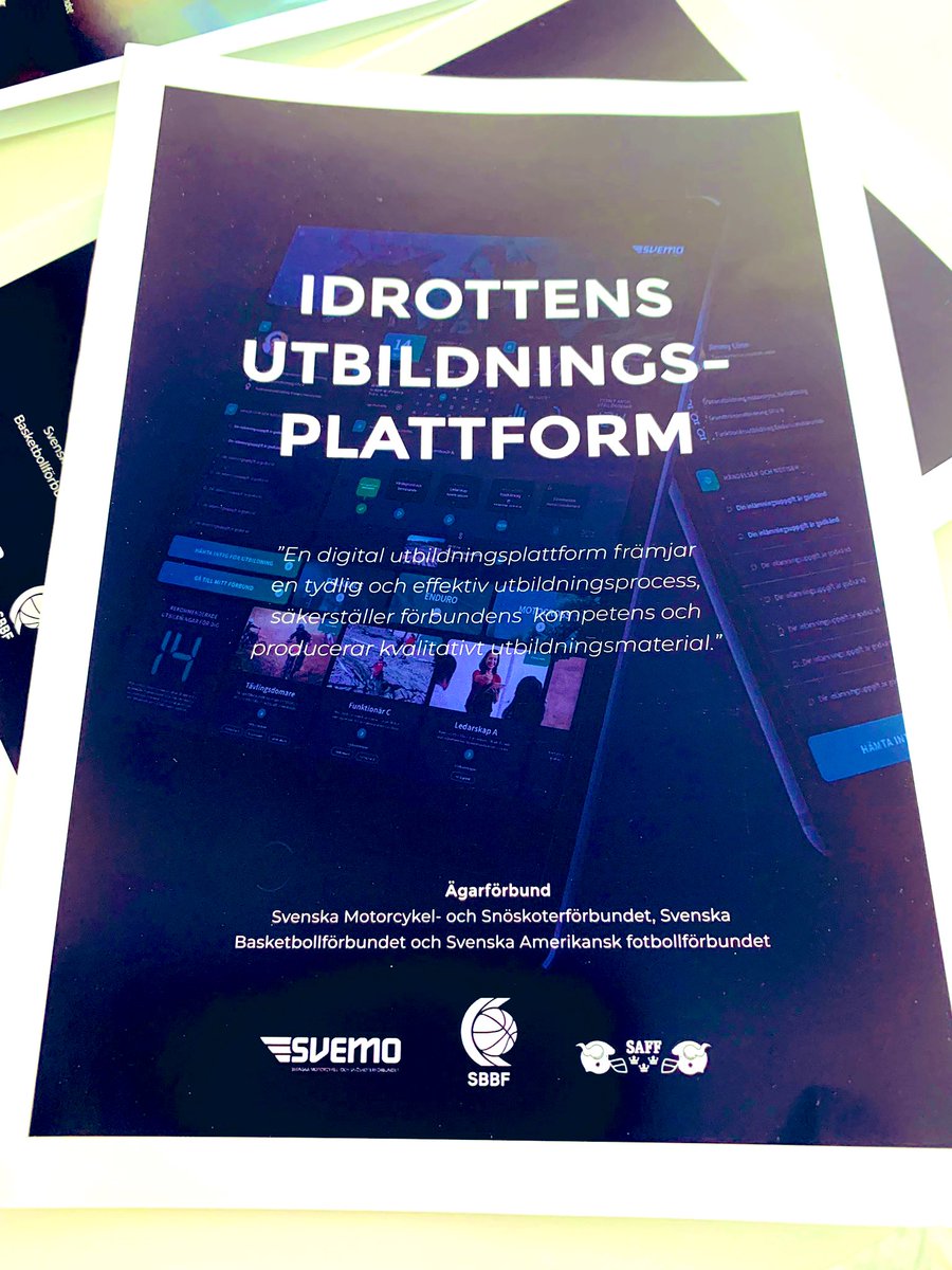 minetterogner's tweet photo. På Riksidrottsmötet 2019 blev jag glad av att se en informationsfolder om ”IUP” Idrottens utbildningsplattform. En plattform för webbutbildningar i samarbete mellan Svenska motorcykel och snöskoterförbundet och Svenska Basketbollförbundet. #saff #iup #svemo #basket #samarbete https://t.co/ZXTmyL4DZo
