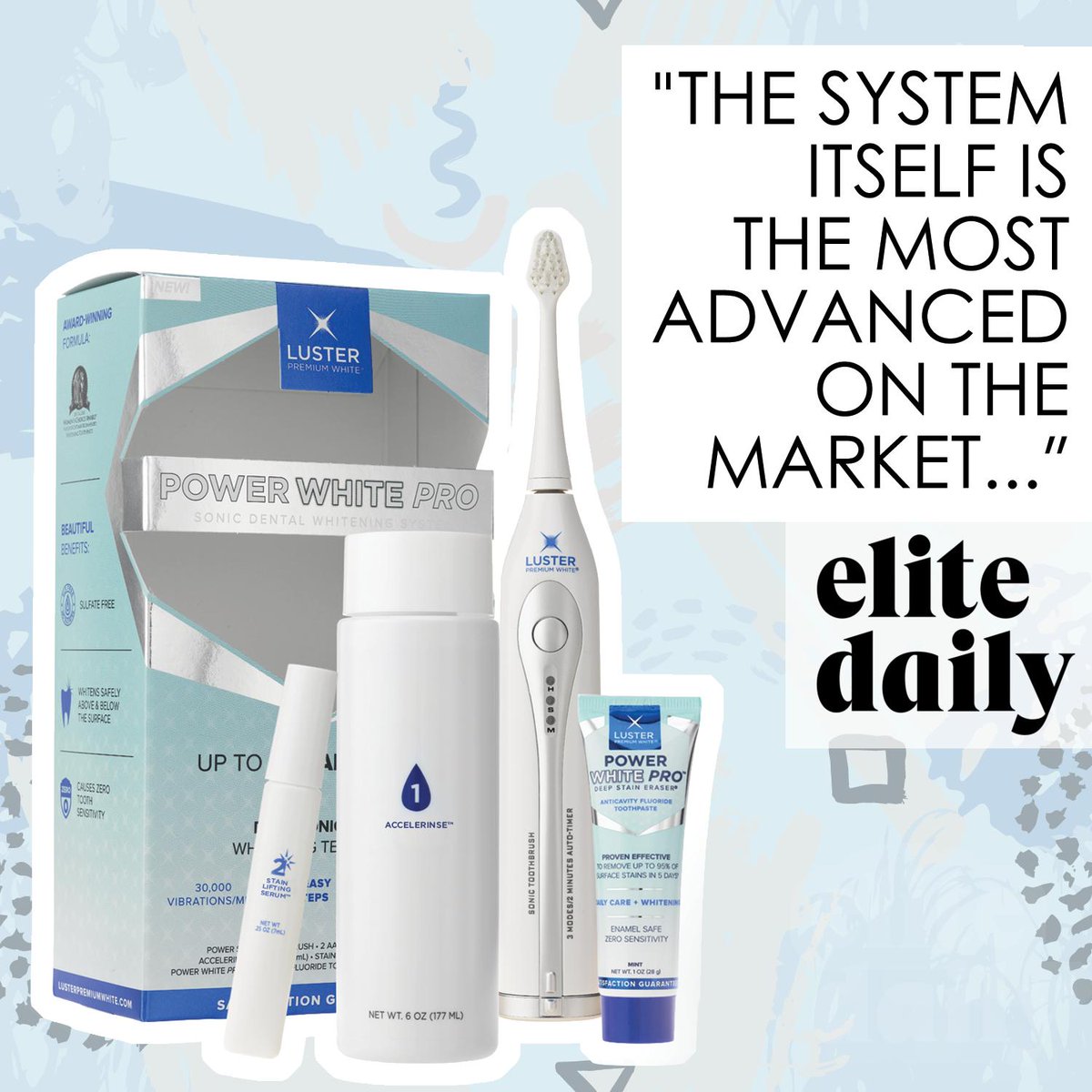 LusterPremWhite's tweet photo. Our exclusive deep-cleaning Power Sonic Toothbrush & Power White Pro™ Toothpaste help power through surface stains, while our Stain Lifting Serum whitens teeth. For a limited time, get a free Refill Kit when you purchase it! https://t.co/MgM6XBVUNd #WhitenLikeAPro https://t.co/qGNvSYCicq
