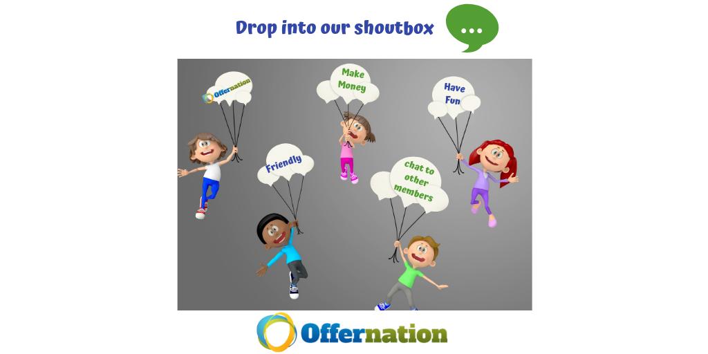 OfferNationCom's tweet photo. Keep in touch with our other members through our shoutbox. This allows you to see what others people are completing on the site which might help to give you some guidance on knowing what kind of surveys and offers are available. 💬💬
#offernation #stayconnected #makemoneyonline https://t.co/FIqdi9mWzy