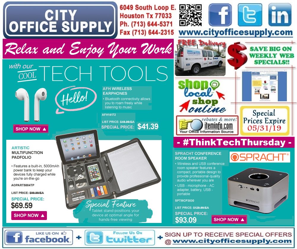 cityos's tweet photo. #ThinkTechThursday! #Bluetooth #ConferenceSpeaker with #Microphone, #WirelessEarphones & #Multifunction #Padfolio with #PowerBank on #WeeklyWEBSpecial @ https://t.co/zb4z5RaOwd #shoplocal https://t.co/ceeOh79qqz https://t.co/J70cCWO9ig