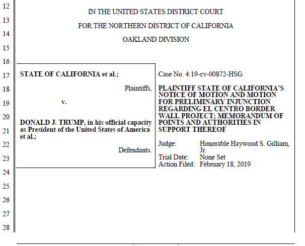 lovenheim's tweet photo. Another blow coming to @realdonaldtrump? @AGBecerra files request for court order to block movement of funds for #borderwall in El Centro, #California. Read it here: https://t.co/gzJw6ko5Hn https://t.co/GnbVB7mA5O