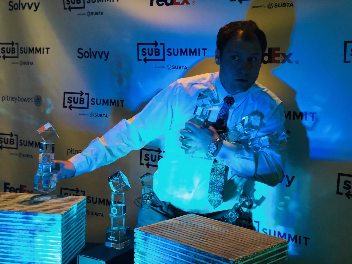 CharlieCurve's tweet photo. Sorry, Chris. You can’t steal a Cubie. You can only win one at #SubSummit2019 tonight when they award the best boxes in the subscription business.
#SubSummit
#CubeAwards https://t.co/1O5EIgEMEQ