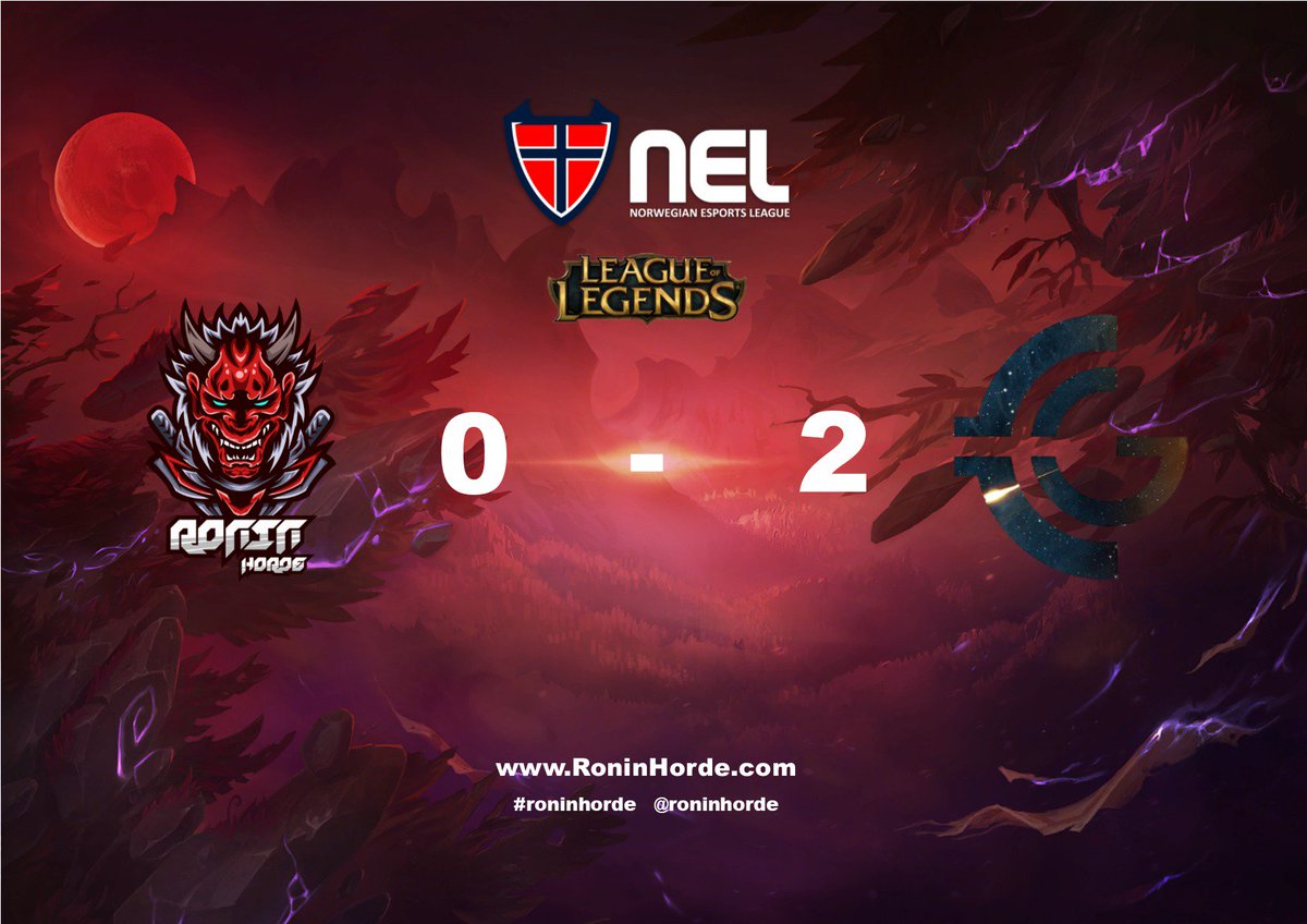 Another rough game for us in the Norwegian Esports League today as we took on the national champions <a href="/CelestialNO/">Celestial Gaming</a>. We fought it out, but in the end got bested 0 - 2. 2 more matches remaining for this season and for us to gather some more points #roninhorde #lol