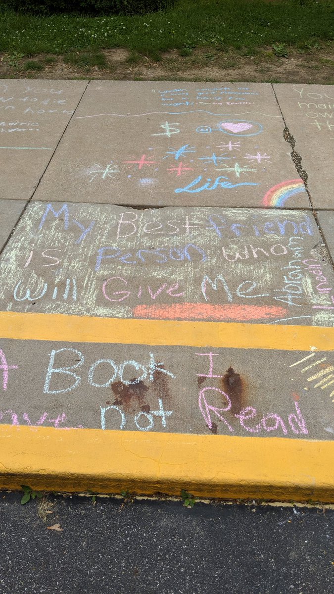 8th grade end of school year Literacy chalk-drawing trafition! #cfmspride #grade8ela