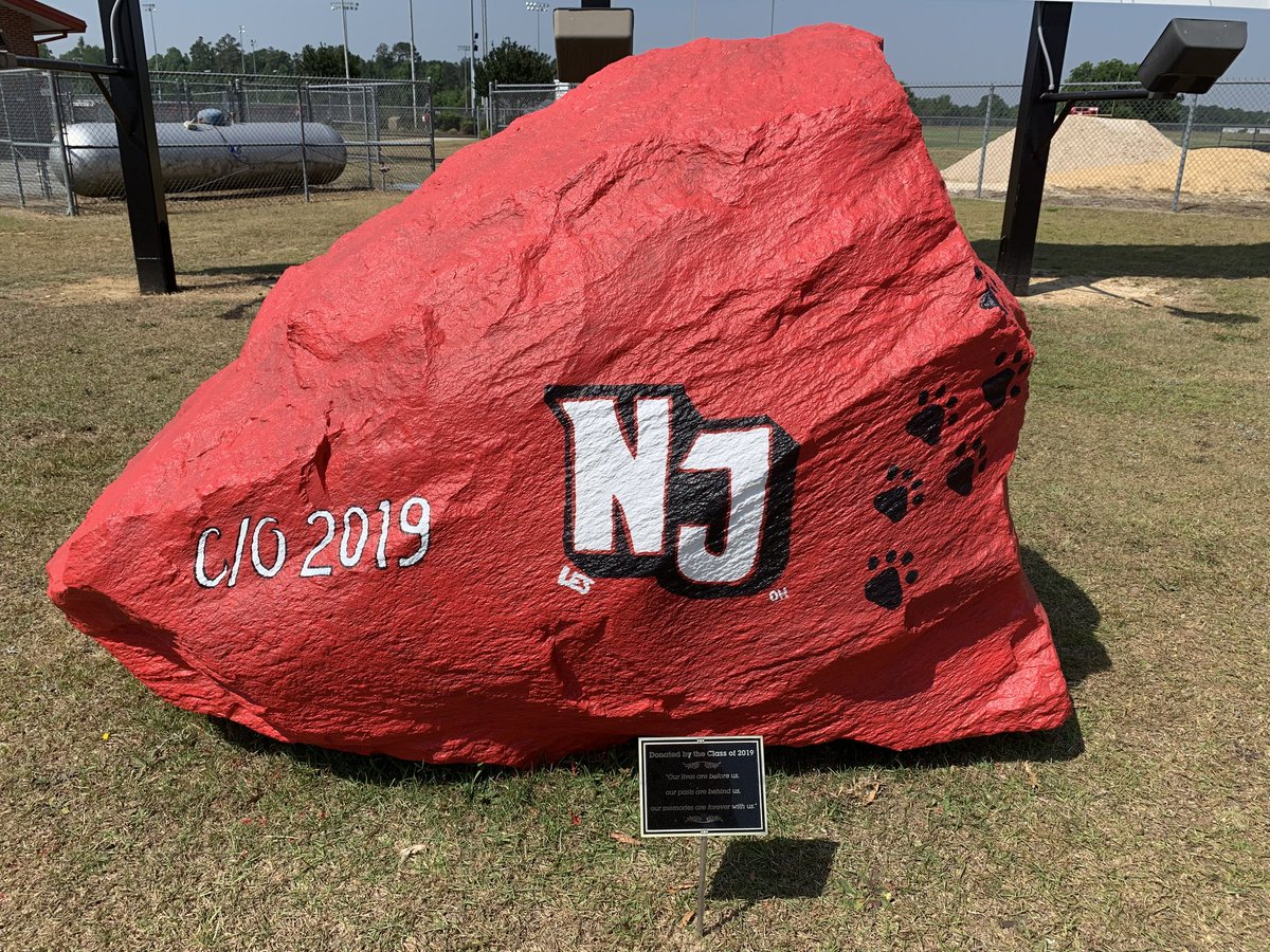 NJHS_Panthers's tweet photo. The NJHS CLASS OF 2019 has presented a large boulder to the school as their class gift. Thank you, Panthers! https://t.co/vn37AOuiZL