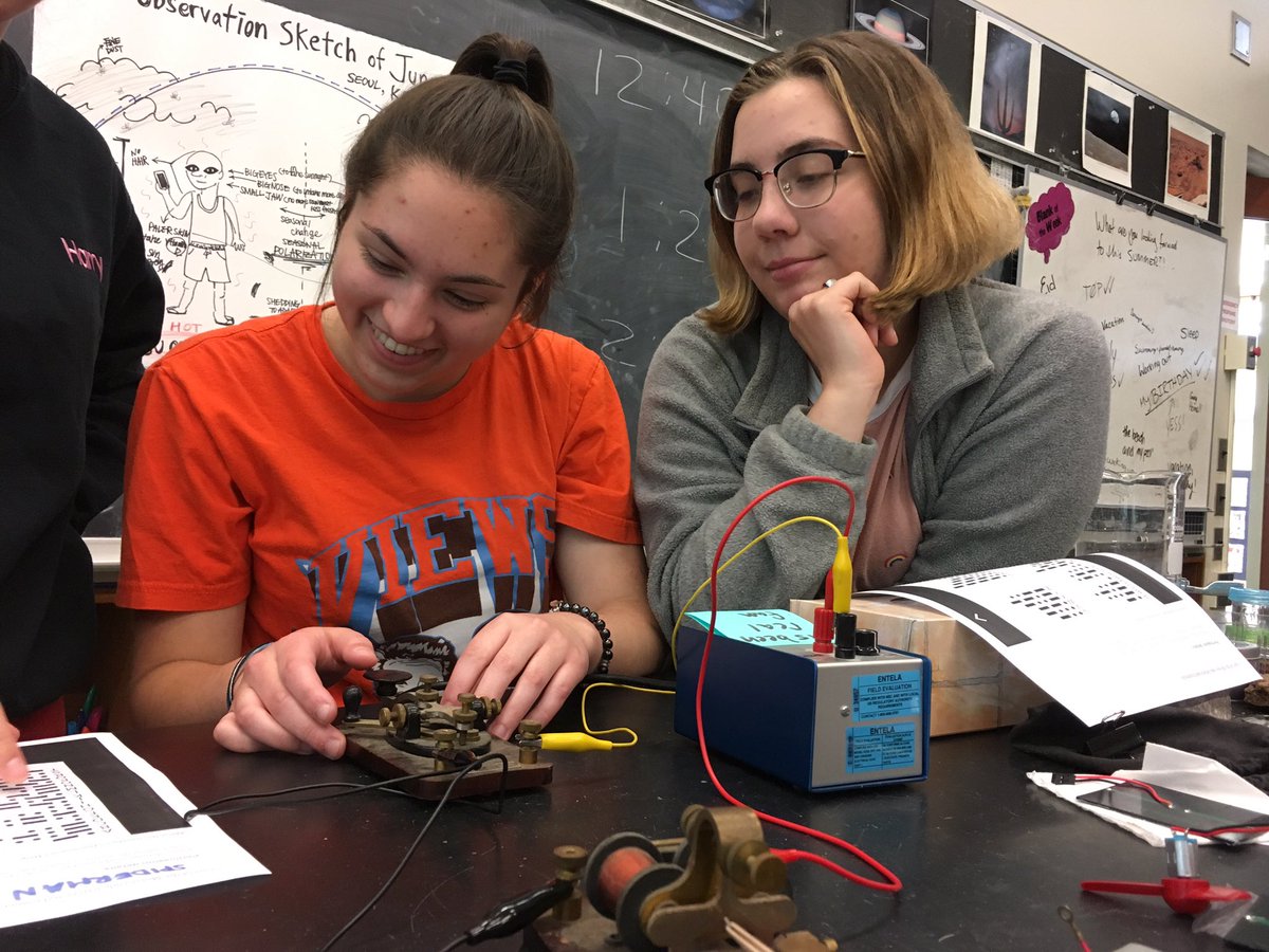 WestoverSTEM's tweet photo. Tapping out a message on Morse code. https://t.co/t2i6MHWQE0