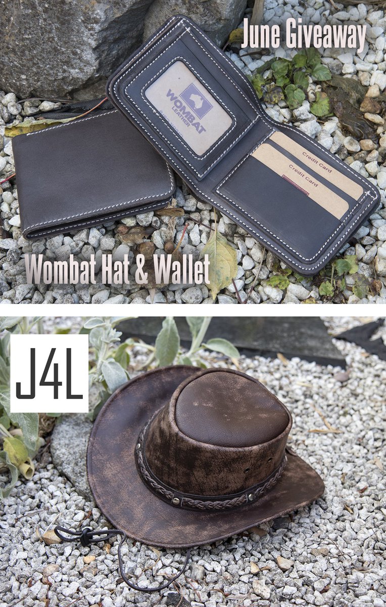 June Giveaway - Wombat Rugged Wallet and The Wilds Leather Hat
Just in Time for Fathers' Day ( June 16th)…! ENDS 12th June 2019 
ENTER: just4leather.co.uk/competition