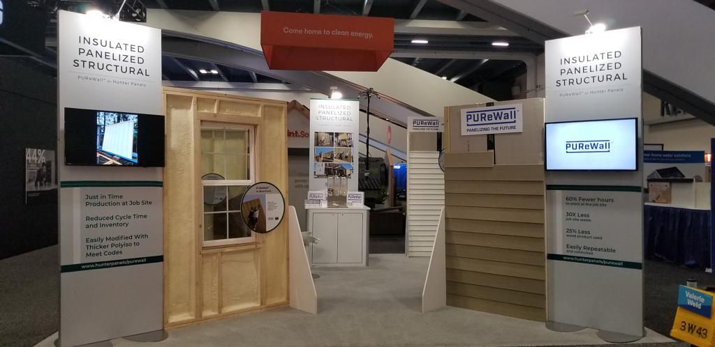 TaraMajdalani's tweet photo. Insulated. Panelized. Structural. Check out #PUReWall - a @CovestroUS and @HunterPanels innovation - this week at @PCBC_TheShow! #PCBC2019 https://t.co/2xiZjAhaWF