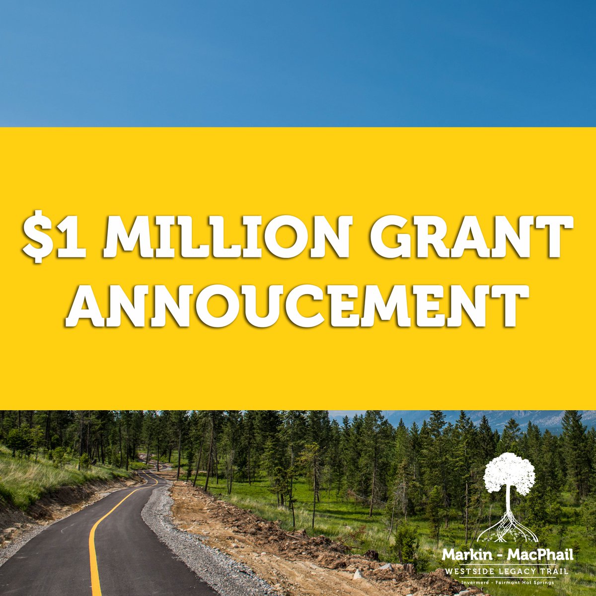We are thrilled that the BC Ministry of Transportation and Infrastructure announced $1 Million in funding through the BikeBC program for the Markin-MacPhail Westside Legacy Trail. Thank you to everyone that made receiving this grant possible #OurTrail