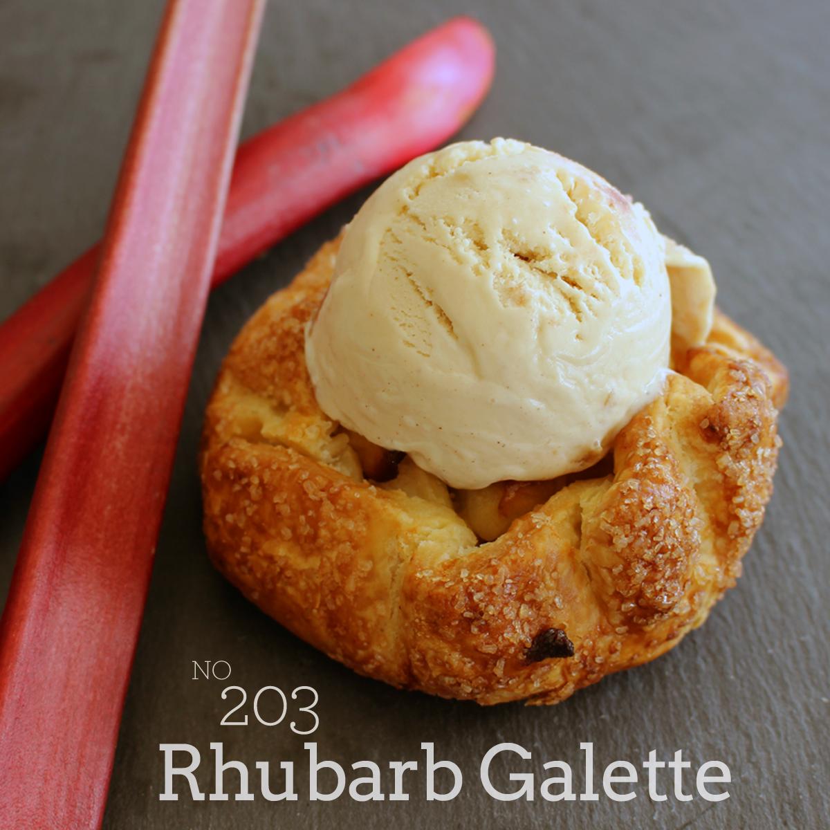 Our first Membership flavor for June is Rhubarb Galette and showcases one of our favorite summertime fruits. We start with our marzipan ice cream base and mix in chunks of house-made rhubarb galette (think pie’s more casual cousin). It’s tangy and sweet with a nutty contrast.