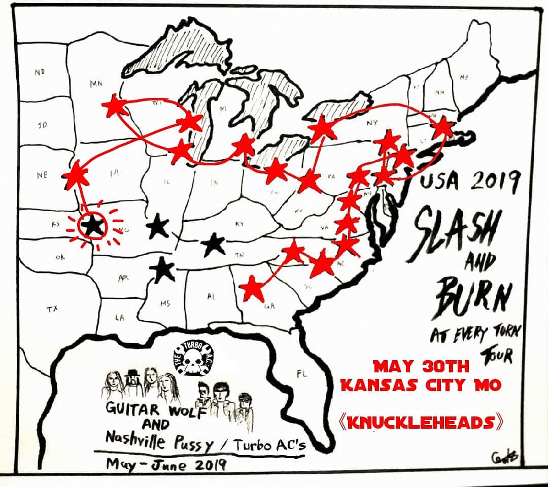 GuitarWolfJet's tweet photo. Tonight!!! 5/30 Kansas City @Knuckleheads
https://t.co/6boB1LIUxd…/
今日はここ! #nashvillepussy, #turboacs, #guitarwolf, #ギターウルフ
#knucleheadskc, https://t.co/RUcBOqlTbx