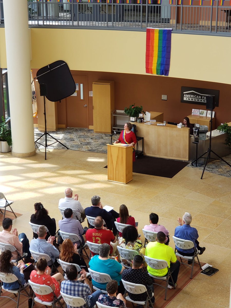 dalerebhorn's tweet photo. Mayor Satya came to AmFam today to help us celebrate Pride Month. Great to work at AmFam where everyone can be themselves at work. #OneAmFam https://t.co/go3QMrWg1P