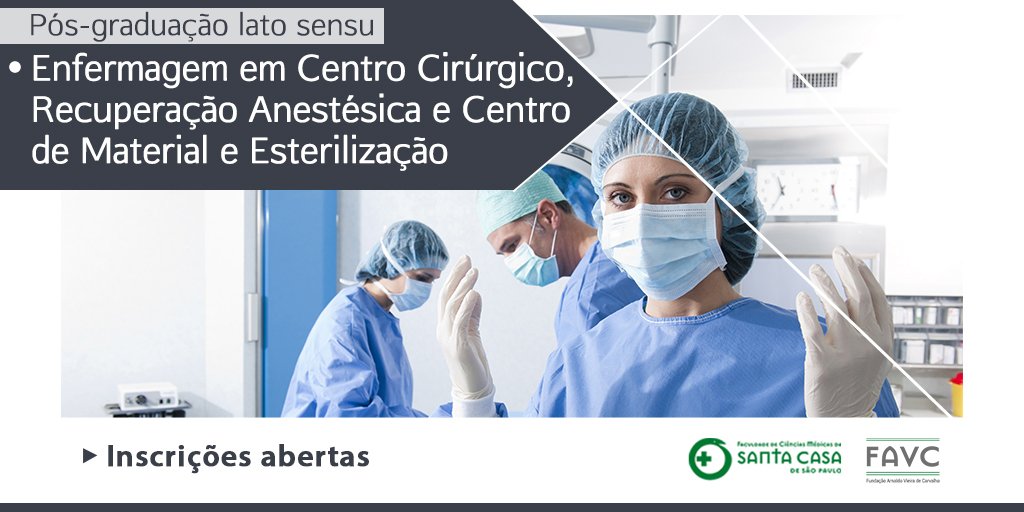 FCMSCSP's tweet photo. Pós-graduação em #Enfermagem em #Centro #Cirúrgico.
Agora também nos finais de semana (Uma vez por mês)!
Essa #especialização visa capacitar #enfermeiros para atuação especializada na área de Centro Cirúrgico, #Recuperação #Anestésica e #CME.
Inscreva-se: https://t.co/L5sGR9IrX7 https://t.co/uf50JjqV3b