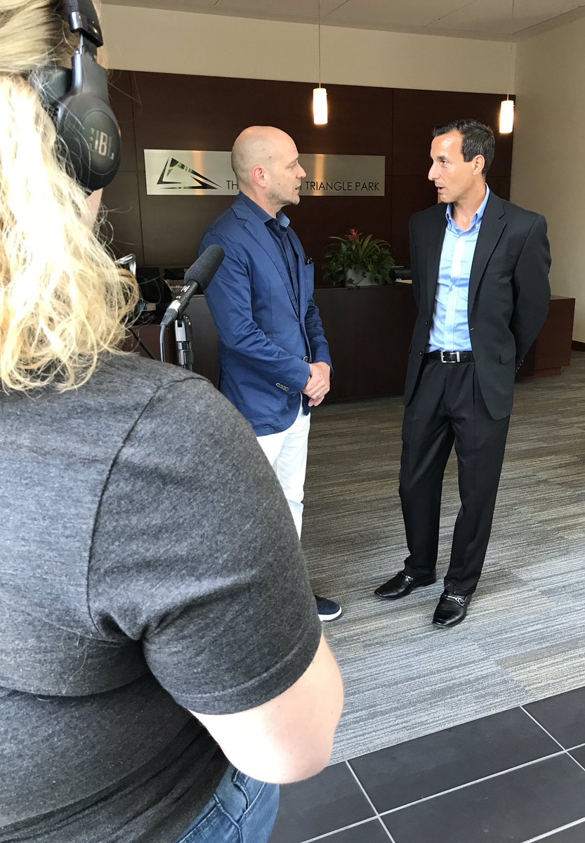StartupSummitNC's tweet photo. Jonathan Bradley of @rgaventures briefly chats about the importance of connecting with viable companies in the RTP area. https://t.co/qPtwLqJvUL