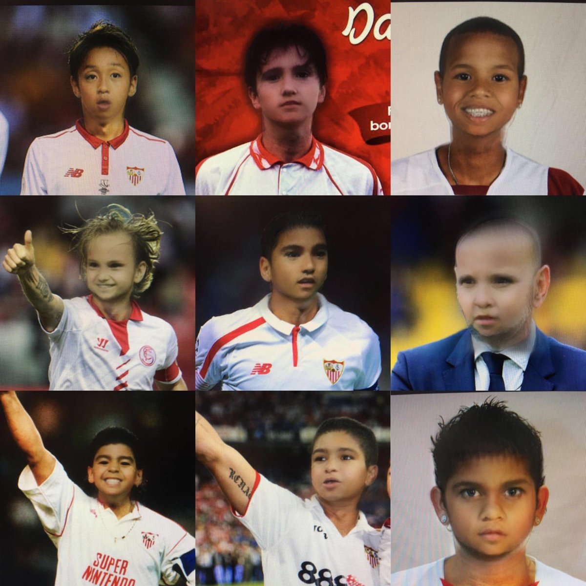 SevillaFC's tweet photo. 👶🏻👶👶🏾
#babyface versión clásicos. 😏
#babyfacefilter #WeareSevilla https://t.co/67411jHF4R