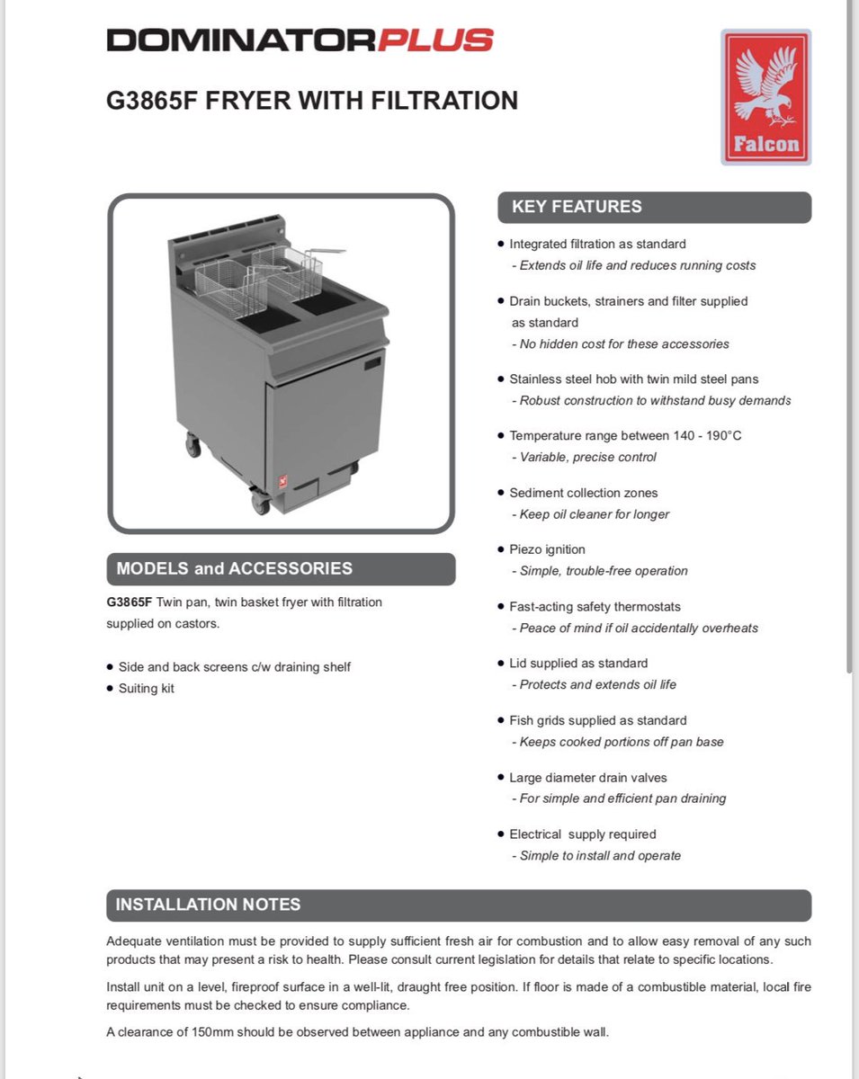 ManiarNazim's tweet photo. Falcon Heavy Duty Twin Tank, Twin Basket Gas Fryer with built in Filtration System £4950 plus vat #cateringequipment #fishfrying #fishandchips #chef #takeaway #fastfood #restaurant #hotel #commercialkitchen #hospitality https://t.co/aG5OY2wTNw