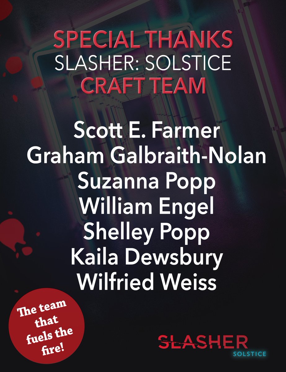 SlasherSeries's tweet photo. Highlighting the #SlasherSolstice CRAFT team not included on the series tail credits. Could absolutely not have made this season without their amazing contribution! #Slasher3 #Slasher https://t.co/DVB7tsnuGl