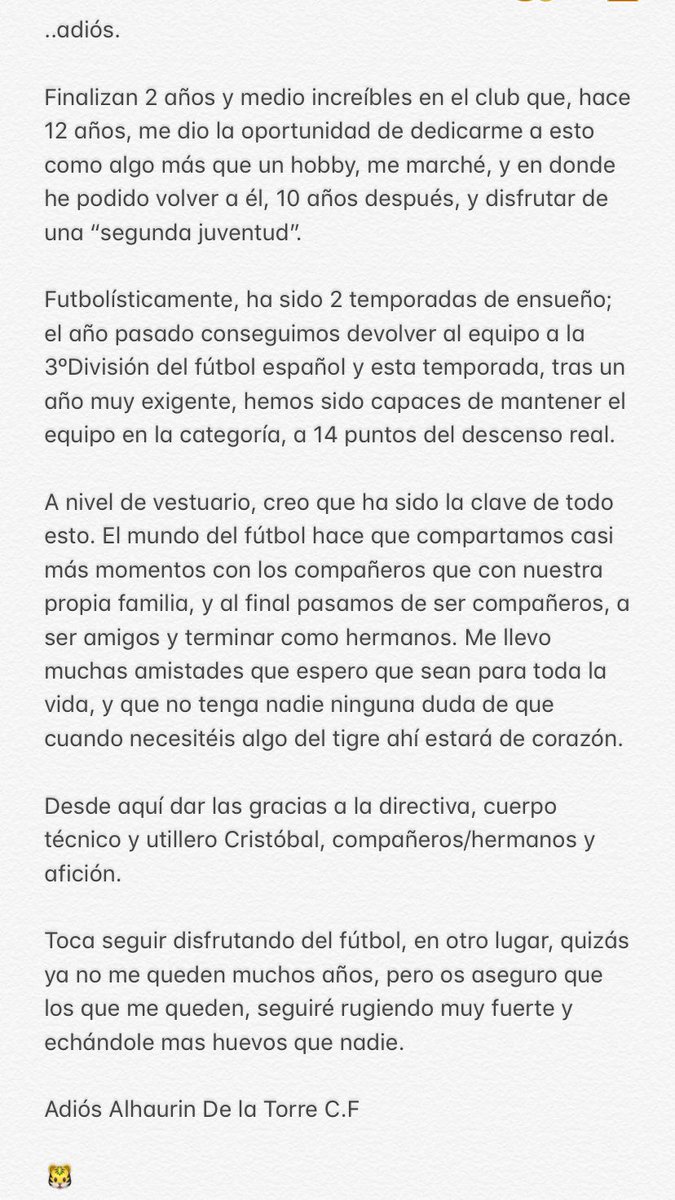 ..adiós Alhaurin De la Torre C.F 👋🏽🐯♥️ <a href="/ATCF_Oficial/">Alhaurín de la Torre C.F.</a>