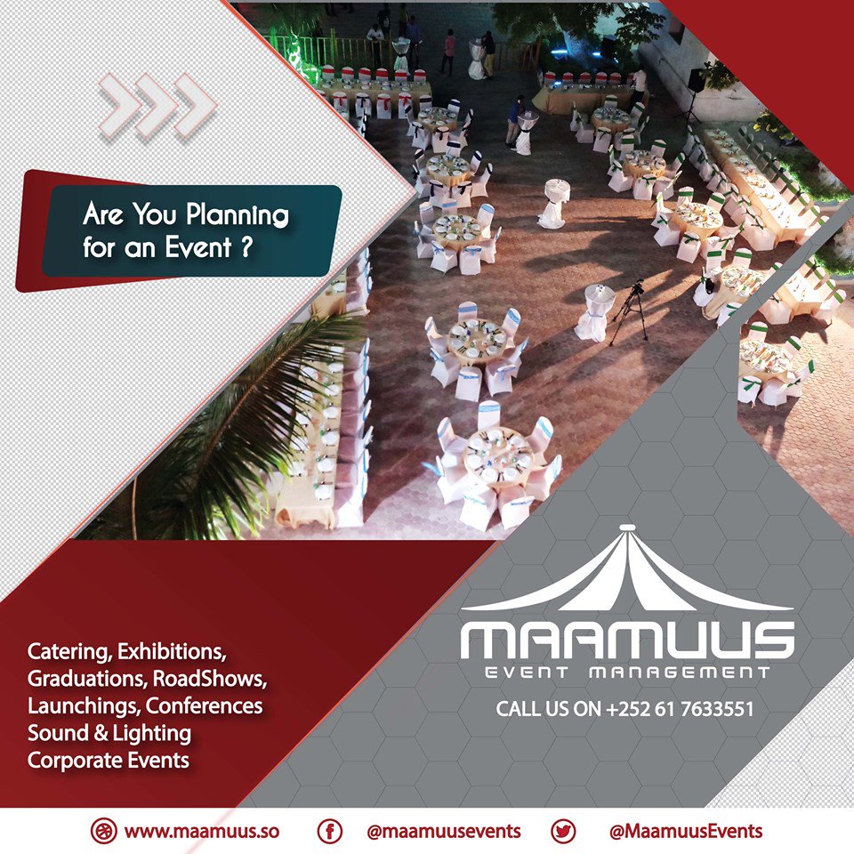 MaamuusEvents's tweet photo. No event is the same as the other one, the uniqueness is felt by your guest #Beyondimaginations #Events #EventPlanner #Conferences @NewHorizonNH @CU_mogadishu @IBSbankSomalia @premierbankSO @USAIDSomalia @TurkishAirlines @GEEL_Somali https://t.co/uiVmlDfsyE