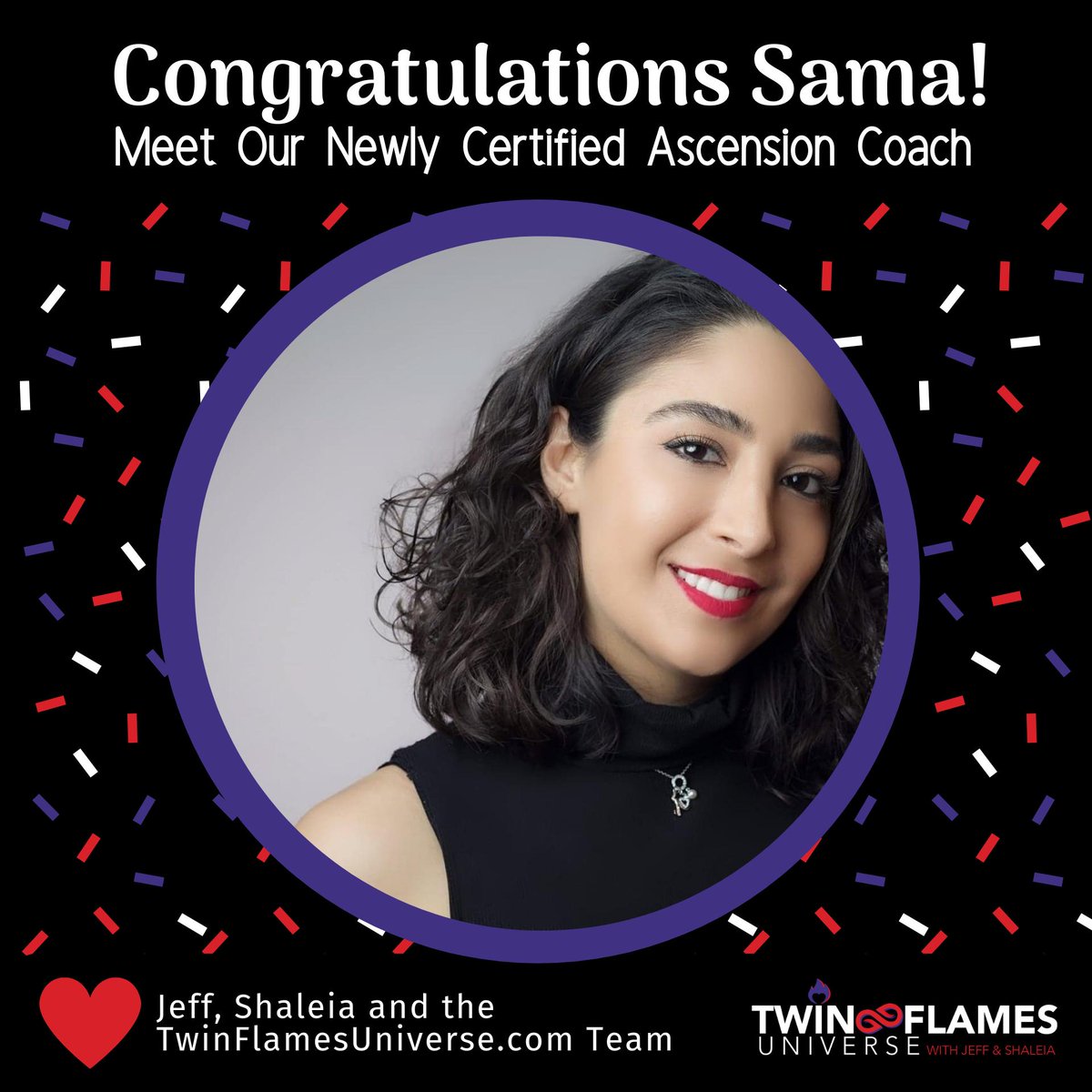 TFlamesUniverse's tweet photo. #Congratulations to our newly Certified #AscensionCoach Sama Amlashi. This #honor signifies a deep, #eternal #CommitmentToGod, to Jeff & Shaleia's teaching, and to ensuring #HeavenonEarth for all. To work with Sama you can visit her website at https://t.co/QdWkzYA8GE! #twinflame https://t.co/m8f4oz3N7J