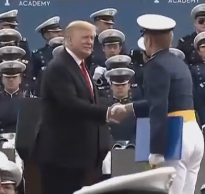 TimQPublic's tweet image. The Air Force Academy Graduation is running longer than expected because President Trump is saluting, shaking hands with and personally congratulating each and every new graduate. All 991 of them.
#USAFA2019 
#AimHighFlyFightWin