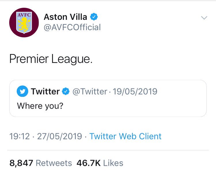 danconnor's tweet photo. The best few days. Privileged to be a part of it.

It was only a matter of time. Aston Villa are back. 👊

#AVFC #UTV #PL https://t.co/OOGSxZPNd9