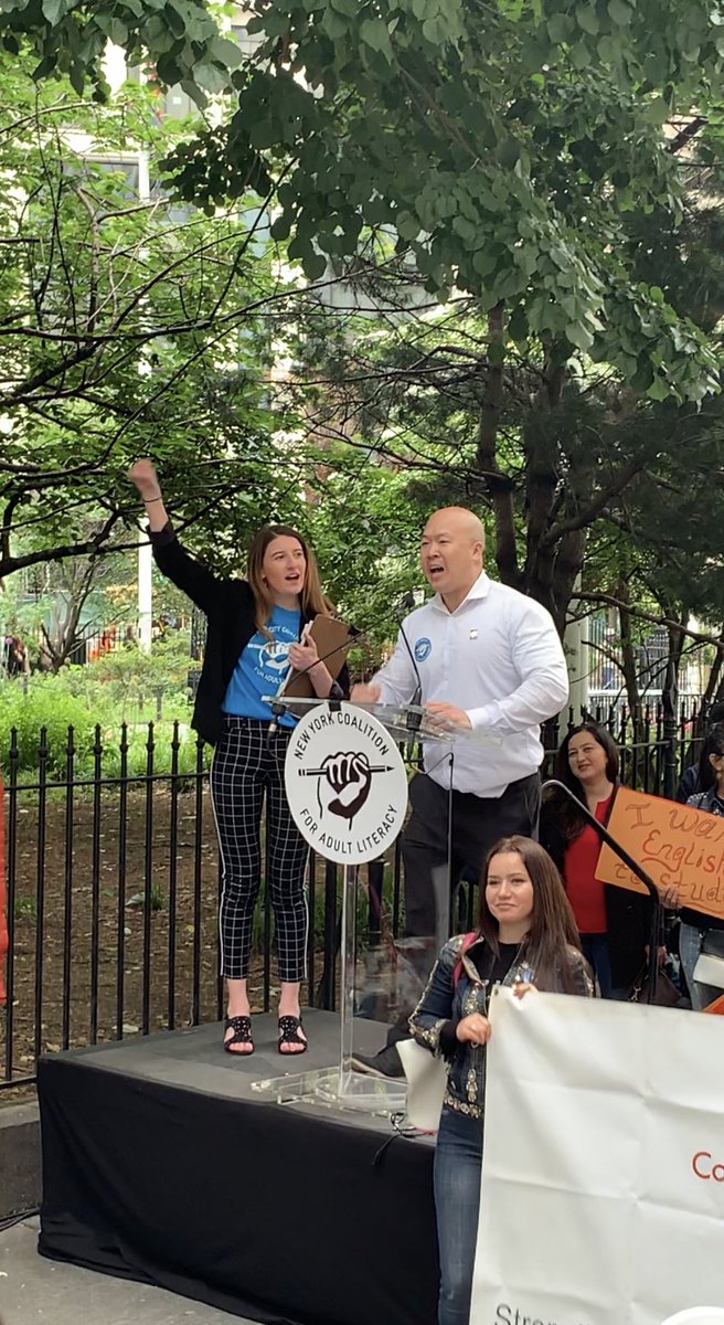 bchenyc's tweet photo. Shout out to @cpc_nyc’s Adult Literacy community for SHOWING OUT at yesterday’s @NYCCAL rally! We mobilized 100+ students, co-emceed, led chants, and shared personal stories on how #LiteracyLiftsNYC and why funding must be baselined. @NYCMayor let’s get it done! https://t.co/AwcMUJqAHn