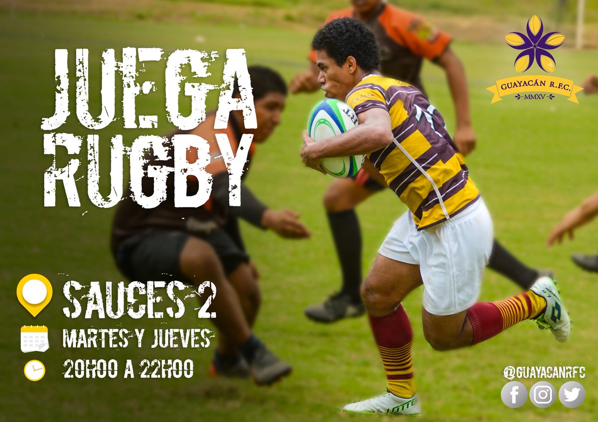 Entrena con nosotros y se parte de esta Familia!💛💜
Entrenamos en la cancha de la ciudadela Sauces 2, al lado del Colegio Clemente Yerovi. 
Martes y Jueves a las 20h00.
Masculino y Femenino
Te esperamos 💪🏾💪🏼💪🏾
#SomosGuayacan
#MaderaDeLaBuena
#Rugby #Guayaquil #Deportes