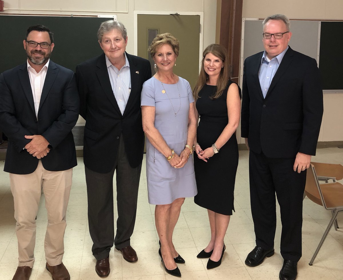 PatBrister's tweet photo. Thank you to @SenJohnKennedy and National Drug Policy Director, James Carroll, for your time today to hear about what St. Tammany Parish is doing to combat the opioid crisis felt nationwide. Safe Haven will mean the difference for so many. #STPproud https://t.co/mfGbuGfaHs