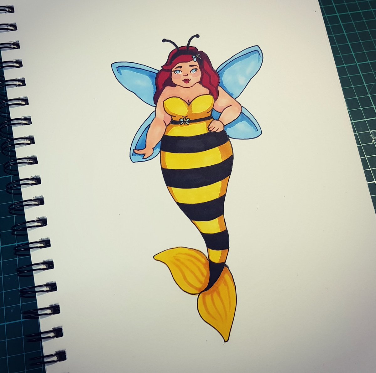 Day 20 of MerMay 
Prompt - #HoneyBee

#mermay #mermay2019 #art  #drawing  #fantasy  #traditionalart  #artist #mermaid #mermaidart #artwork #copicmarkers #finelinerart #chubbymermaid