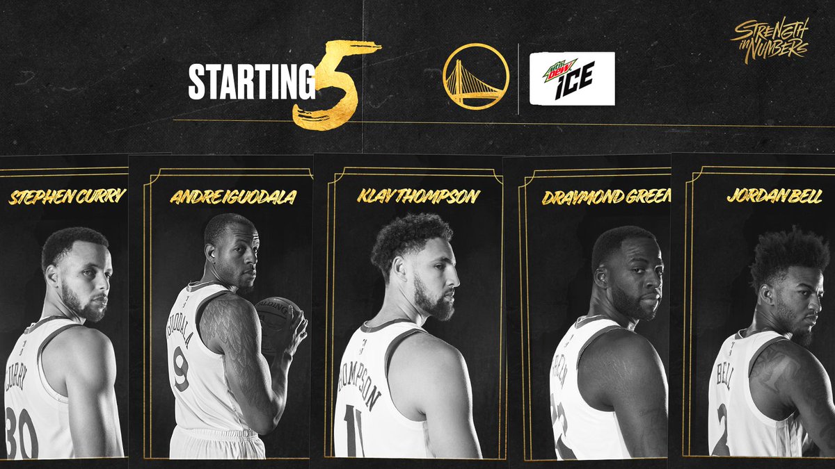 warriors's tweet photo. #DubNation, say hello to tonight's first 5⃣ https://t.co/CoQRIqGjow