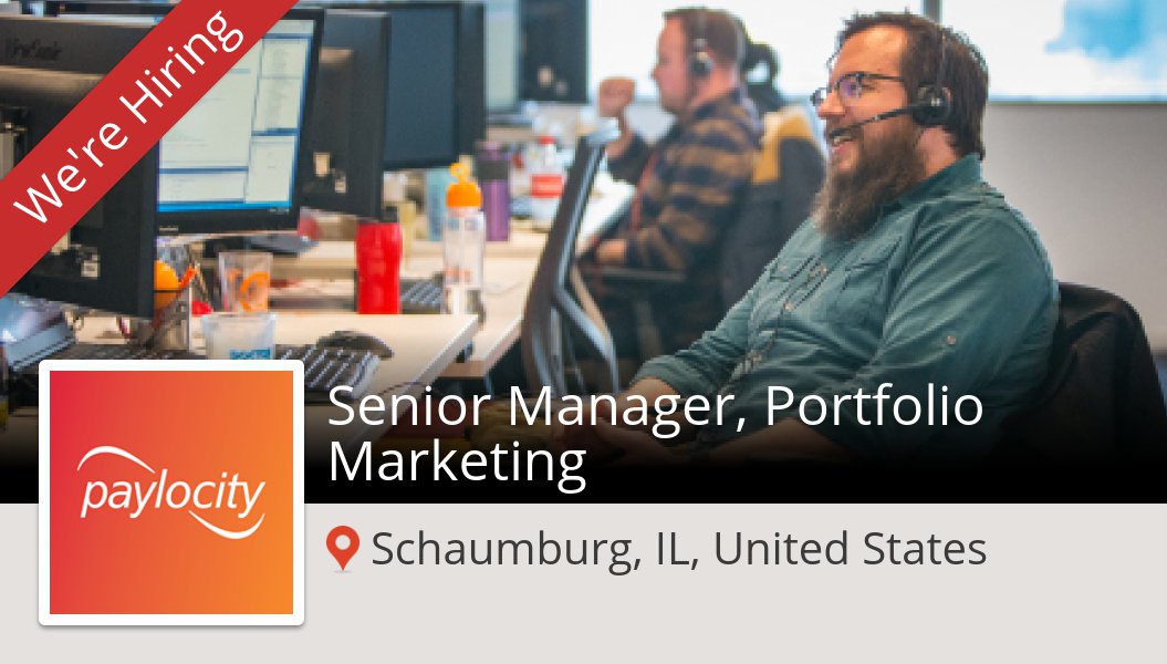 JB_PCTYTalent's tweet photo. Check out this #job: Senior Manager, #Portfolio #Marketing at #Paylocity in #Schaumburg https://t.co/toXD0Za67B https://t.co/V6wR7XXdNX