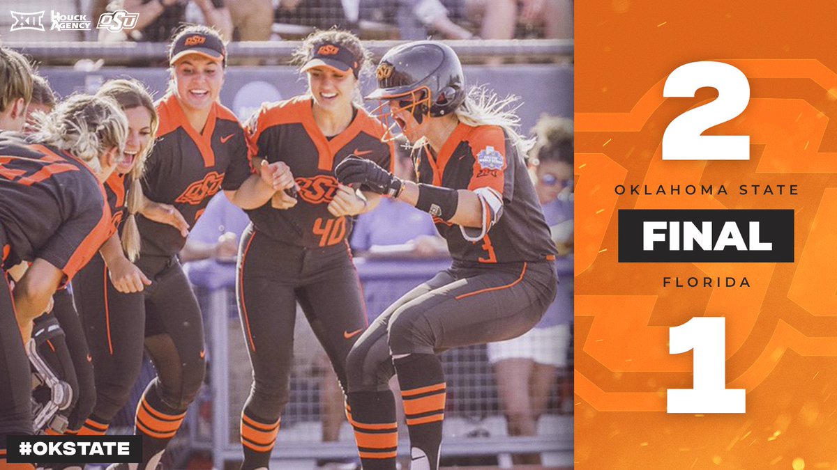Final score from Oklahoma City. <a href="/SamanthaShow03/">Sam Show</a> launches two home runs, pitches a complete game and we flip our way into the #WCWS winner's bracket! #okstate