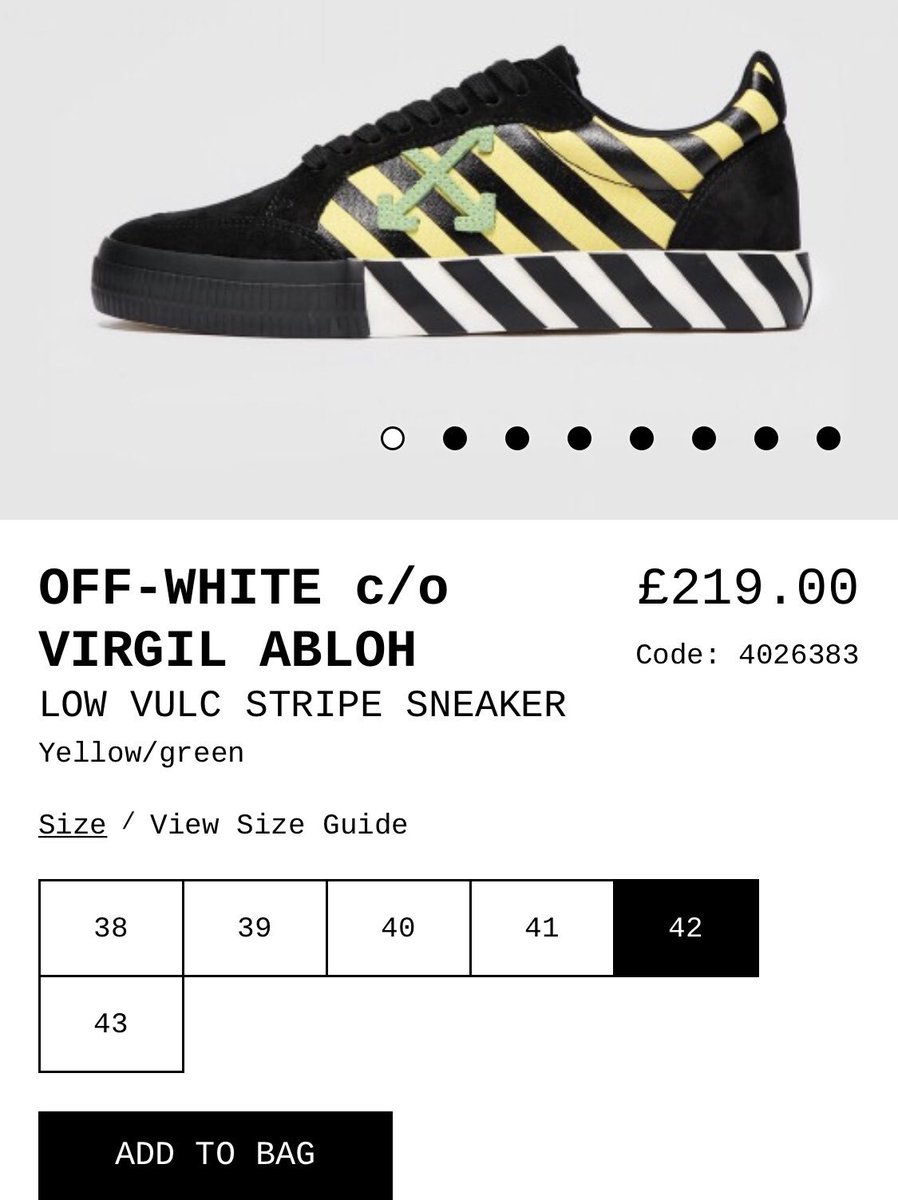 Off White Vulc Low Size Chart