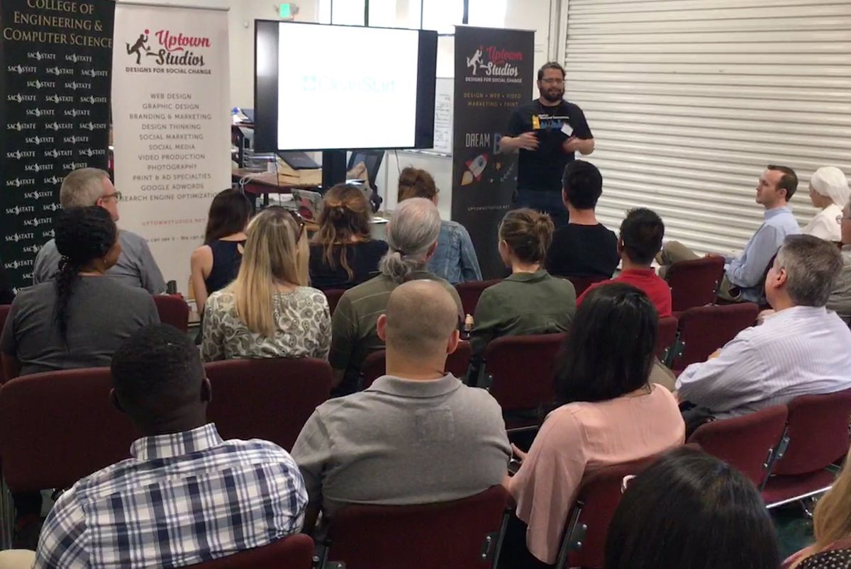 Fantastic turnout tonight for our CleanTech Meetup. Our venue host is <a href="/UptownStudios/">uptownstudios</a> and our topic tonight is electric vehicles. #sustainability