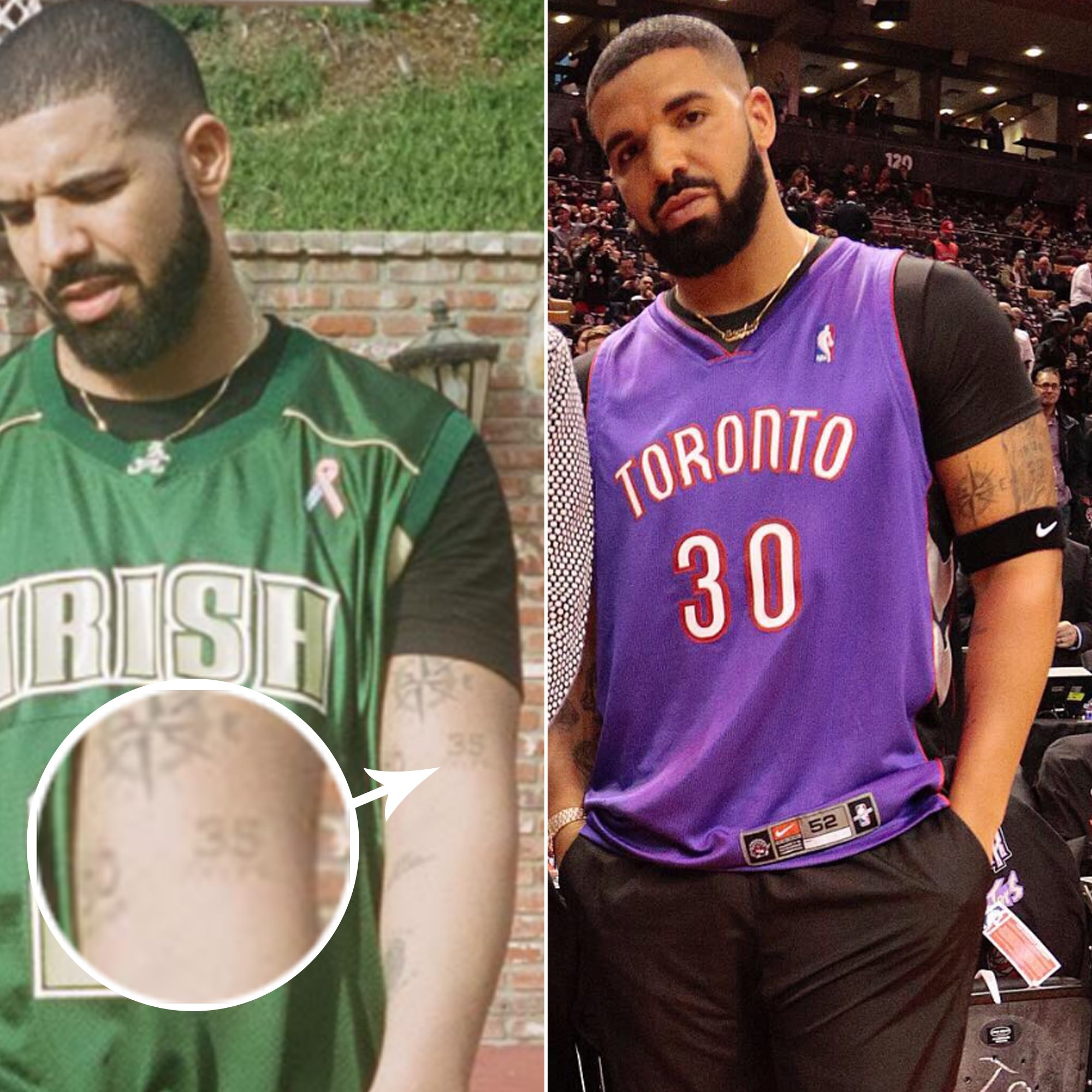 Dime on X: "Drake covered up the Kevin Durant tattoo for the NBA Finals https://t.co/T3h6SsB2yO" / X