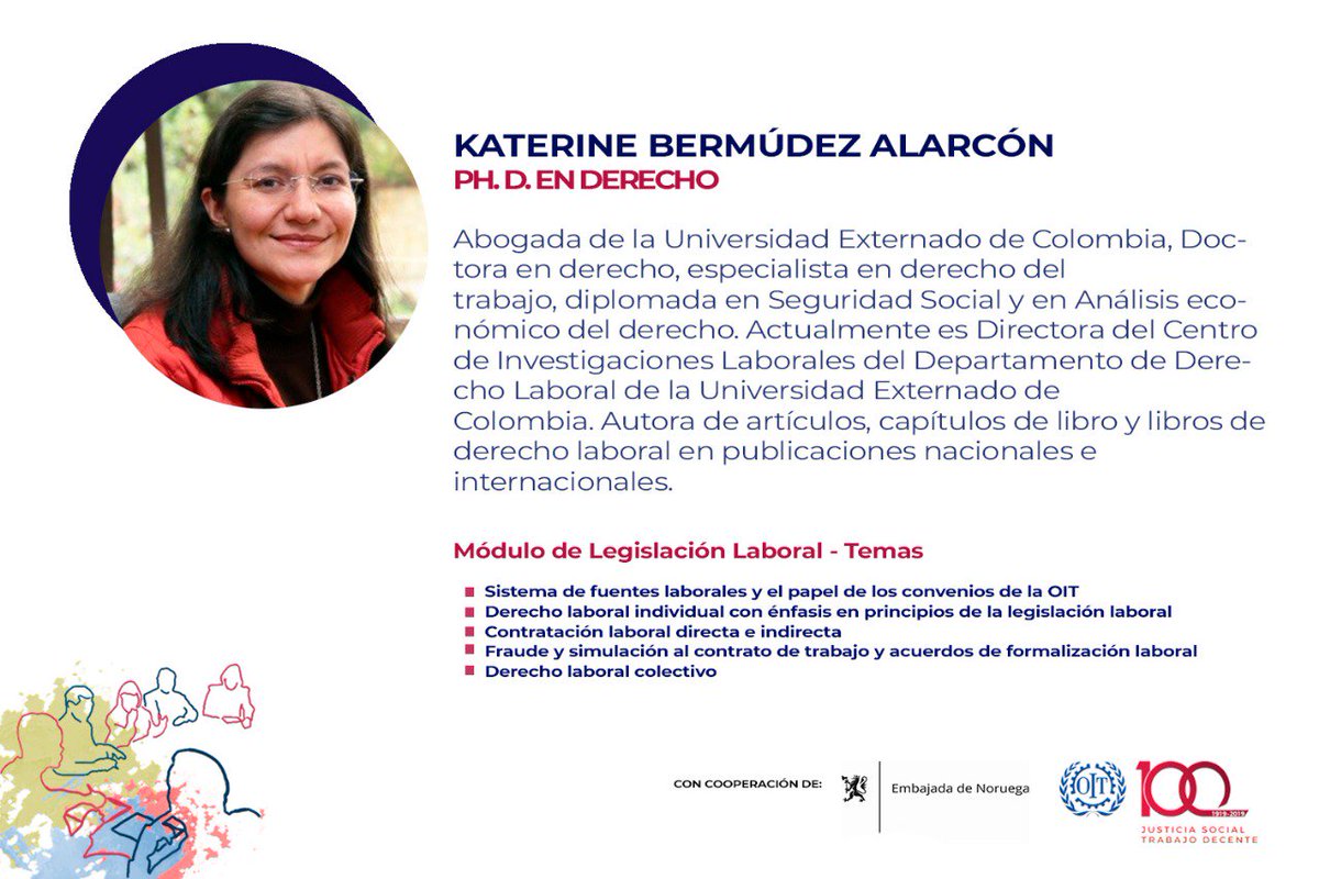 OITAndina's tweet photo. "Las fuentes de derecho laboral en #Colombia se han fortalecido gracias a la incorporación en el bloque de constitucionalidad de varios de los Convenios de #OIT" ▶️K.Bermudez en el diplomado de #DiálogoSocial para la Prevención y Resolución de Conflictos Laborales en #Cali 🇨🇴 https://t.co/rILPwnBH5G
