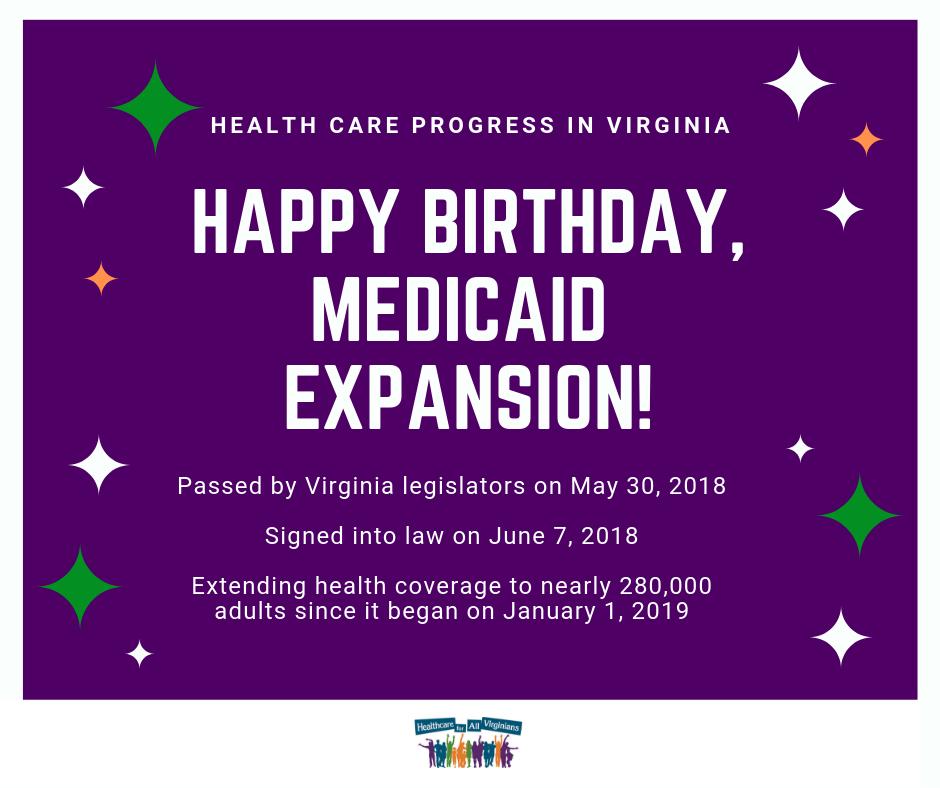 CoverVaToday's tweet photo. One year ago today, lawmakers agreed to #ExpandMedicaidVa, extending #health coverage to up to 400,000 people! So far, nearly 280,000 adults across #Virginia have newly enrolled thanks to expansion. https://t.co/hZHKQUaCrd