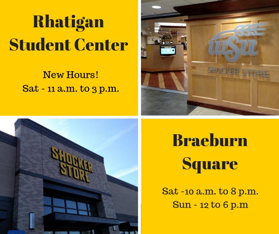wsu_rsc's tweet photo. The Shocker Store's RSC Location has new hours of operation on Saturdays starting on June 1, 2019 https://t.co/l2fHc8OZFo