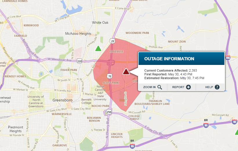 Massive power outage in Greensboro