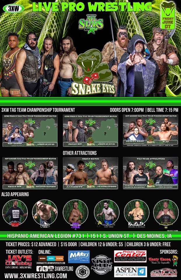 3xwrestling's tweet image. In 8 days, we return to Des Moines! Tickets: m.bpt.me/event/4257008