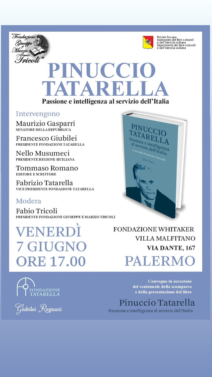 Fond_Tricoli's tweet photo. #Venerdì #7giugno2019 #PinuccioTatarella #FondazioneWhitaker #villaMalfintano https://t.co/QOv8LGKzdS